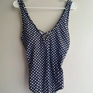 Black w White Polka Dots One Piece Swimsuit XL (Size 12)